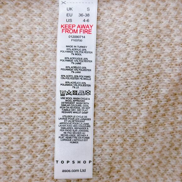 Topshop Leopard Animal Print Longline Open Front Cardigan Duster Tan Cream 4 6 - Picture 10 of 11